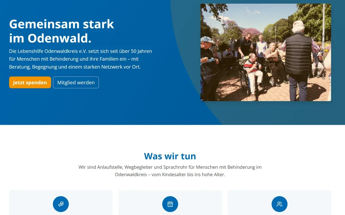 Lebenshilfe Odenwaldkreis e.V. – Startseite der neuen Vereinswebsite