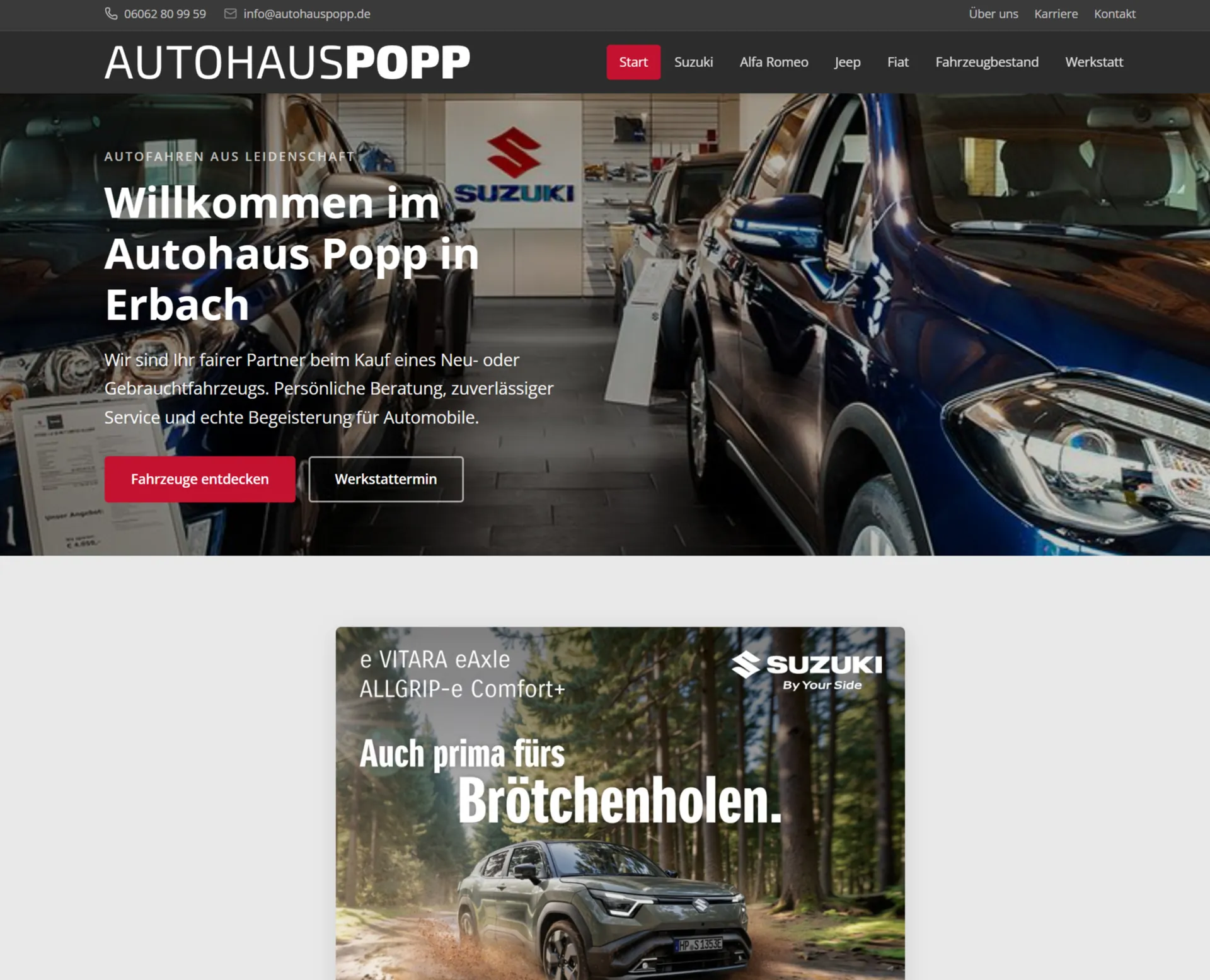 Autohaus Popp · Handel – Webdesign smartline Odenwald