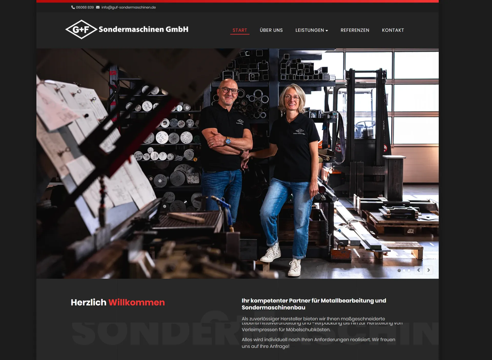 G+F · Sondermaschinen – Webdesign smartline Odenwald