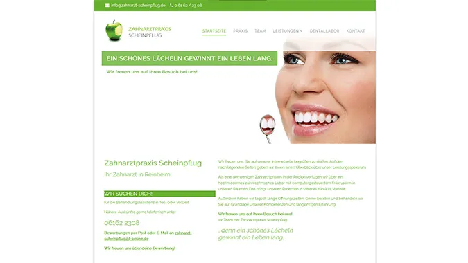 Zahnarzt Scheinpflug · Medizin – Webdesign smartline Odenwald